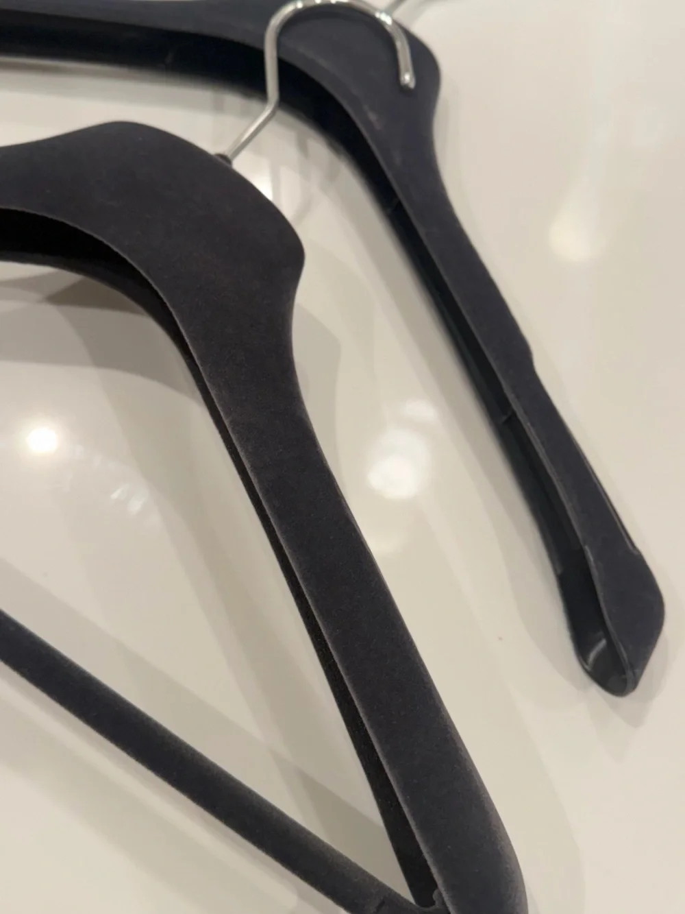 Dior Black Velvet Hangers with Silver Hooks - Pair